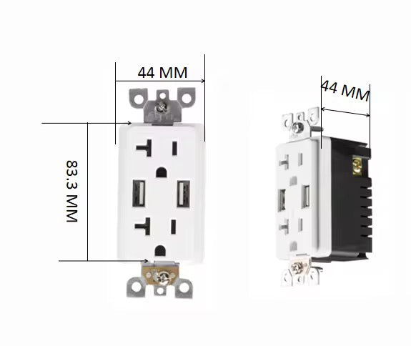 15 amp receptacle outlet with 4amp usb port.