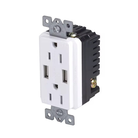 15 amp receptacle outlet with 4amp usb port.